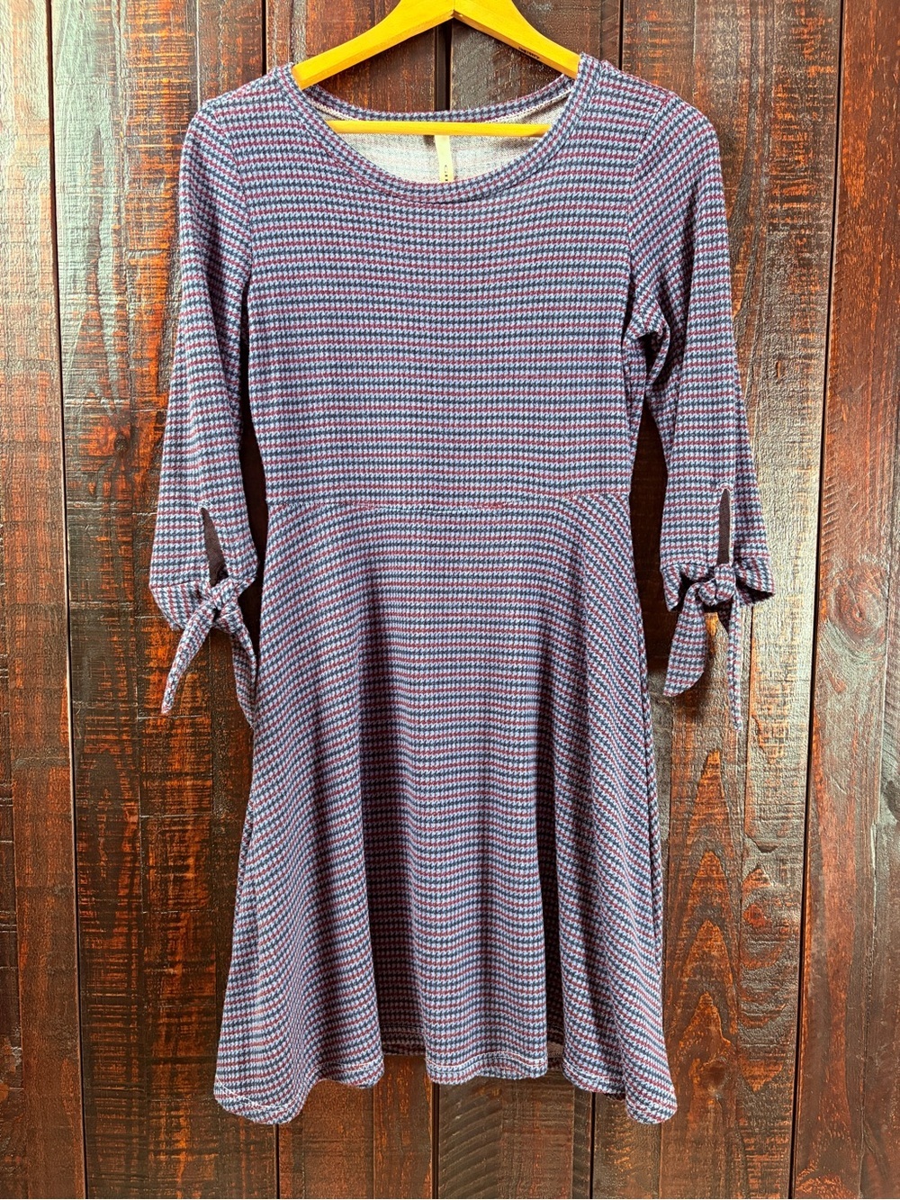 Gilli Houndstooth Knit A-line Dress SMALL
